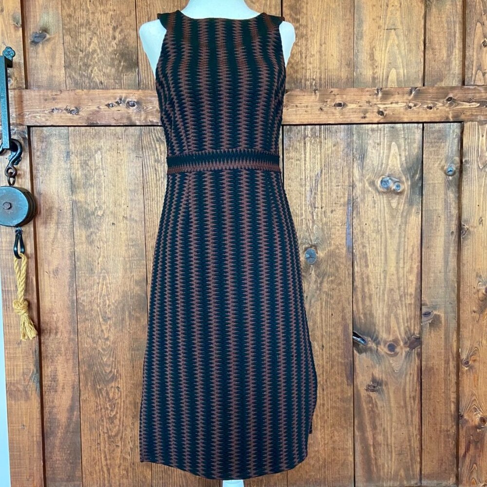 Maeve for Anthropology black striped Pencil Midi Dress Sz S